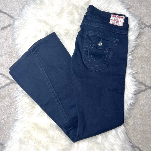 True Religion Dark Denim Disco Joey Flared Jeans Size 30 - Picture 1 of 16